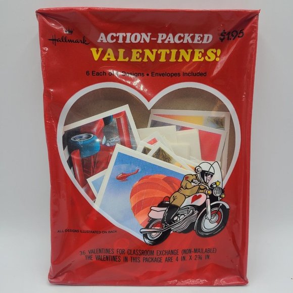 Vintage Hallmark Valentine Classroom Pack NOS Action Packed Ephemera - Picture 1 of 7